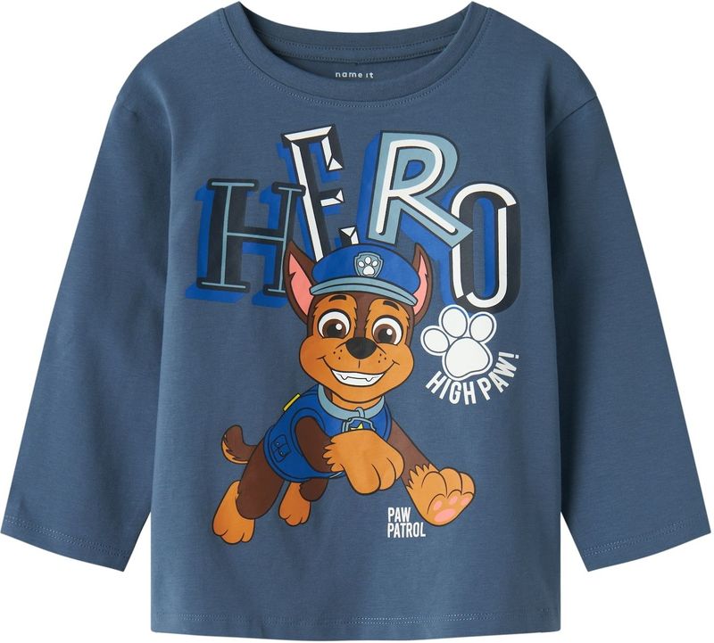Paw Patrol - Top - Blauw - Jersey - Rubberen Print