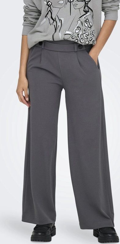 JDY - JDYGeggo - Bandplooibroek - Donkergrijs - Wide Leg - Mid Waist