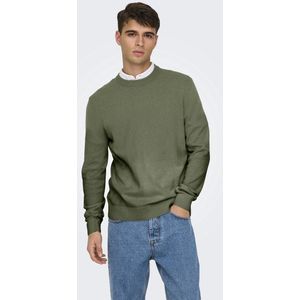Only & Sons Trui Onsrex Life Reg 12 Crew Knit 22024080 Deep Lichen Green Mannen Maat - L