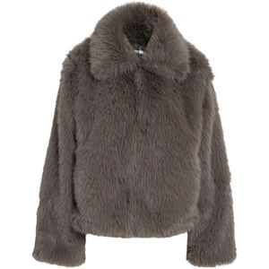 Noisy may - Nmevie Fur Jacket - Damesjas - Charcoal Gray - Korte Lengte