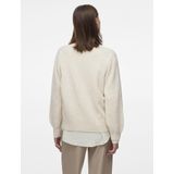 Vila Dames Viellie L/S Bow Knit Top/R, Super Light Natuurlijke Melan, L