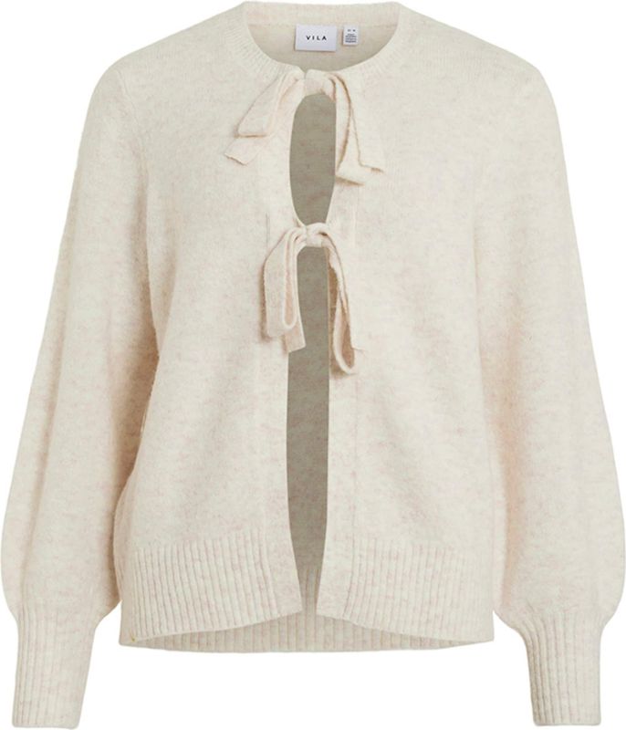 Vila Dames Viellie L/S Bow Knit Top/R, Super Light Natuurlijke Melan, L
