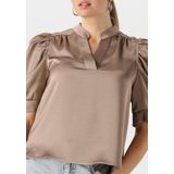 Neo Noir - Sateen Blouse - Donker Taupe - Dames