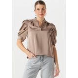 Neo Noir - Sateen Blouse - Donker Taupe - Dames