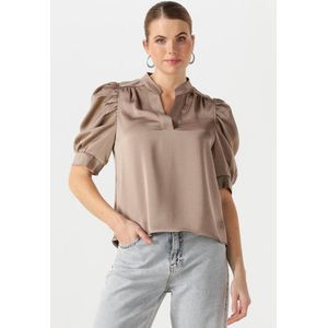 Neo Noir - Sateen Blouse - Donker Taupe - Dames