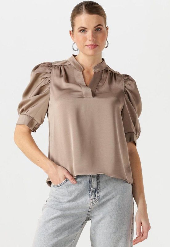 Neo Noir - Sateen Blouse - Donker Taupe - Dames