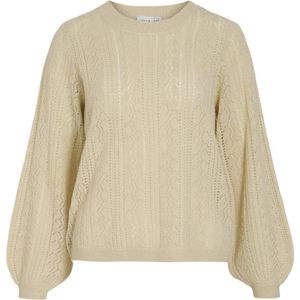 Vila - Vipolana O-neck LS Glitter Knit - Beige - Dames Trui