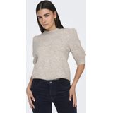 JDY - Gebreide Pullover - O-hals - Pofmouwen - Geribde Manchetten - Parel Versiering