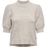 JDY - Gebreide Pullover - O-hals - Pofmouwen - Geribde Manchetten - Parel Versiering