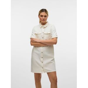 Vero Moda Vmjennie Ss Short Denim Dress - Cloud Dancer - Wit