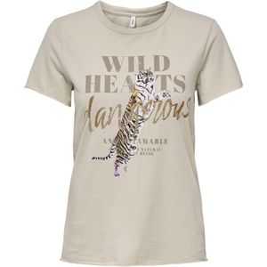 ONLY ONLLUCY LIFE REG TOP JRS NOOS Dames Top - Pumice Stone Wild Hearts Dangerous