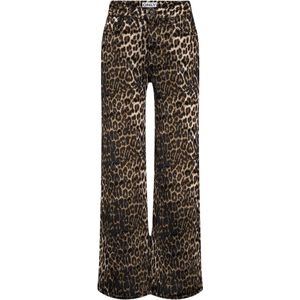 ONLY - ONLJuicy-Anlie - Broek - Beige / Bruin / Zwart - Dierenprint - High Waist - Wide Leg