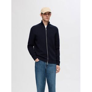 SELETED Heren SLHDANE LS Knit Structuur Full Zip - Sky Captain