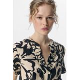 Object - Objkarina - T-shirt - Sandshell/Black Flow - V-hals - Dames