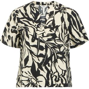 Object - Objkarina - T-shirt - Sandshell/Black Flow - V-hals - Dames