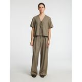 Selected Femme - Natuk 2/4 - Boxy Tie Top - Groen - V-hals - Dames