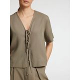 Selected Femme - Natuk 2/4 - Boxy Tie Top - Groen - V-hals - Dames