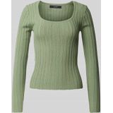 Gebreide Trui - Effen - Knitwear - Lange Mouw - Slanke Pasvorm