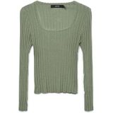 Gebreide Trui - Effen - Knitwear - Lange Mouw - Slanke Pasvorm