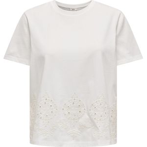 Top - O-hals - Korte Mouwen - Broderie Anglaise - Regular Fit