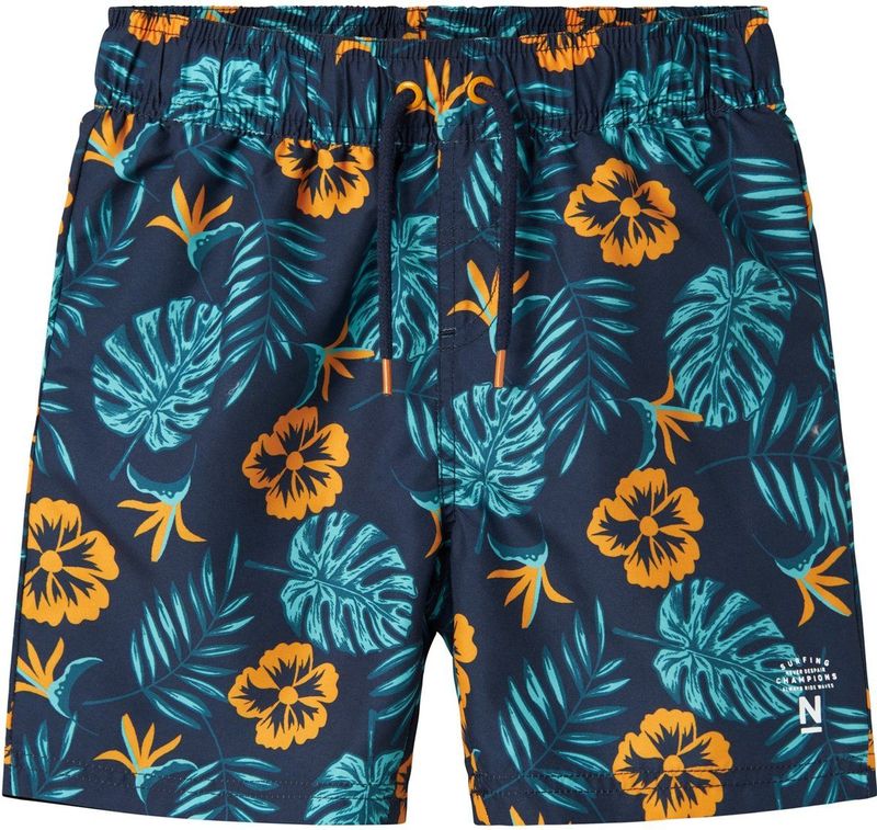 Name It - NKMZABA - Zwemshorts - Bladeren/Bloemenprint - 100% Gerecycled Polyester