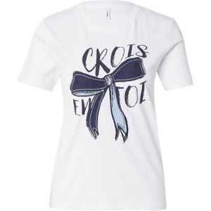 Only - Bedrukte T-shirt - Beige - Katoen