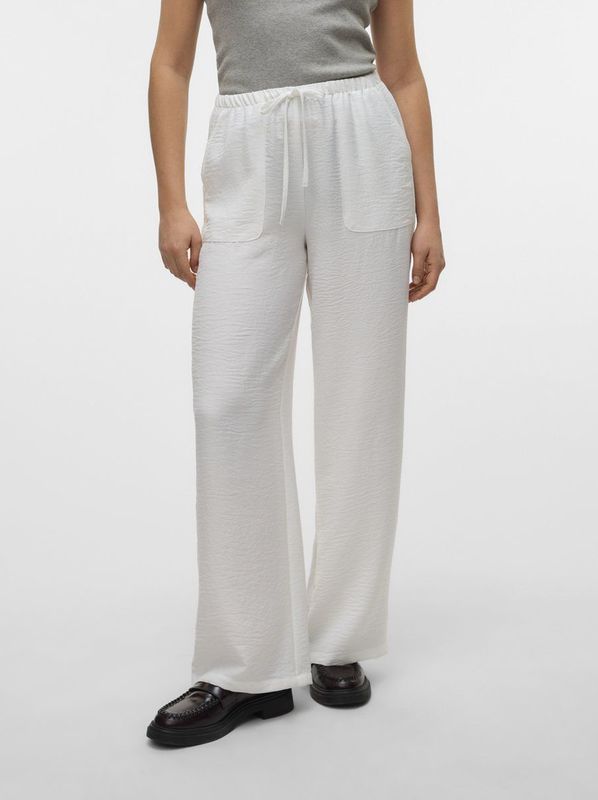 Vero Moda - Vmmelaney Hw Loose Pant - Broek - Snow White - 100% Polyester