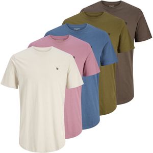 JACK & JONES - JPRBLABrody - T-shirt - Ivoor/Navy/Chocoladebruin/Olijfgroen/Lichtroze - 5 Pack