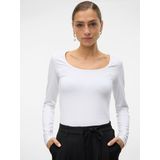 Vero Moda - VMLULU LS U-NECK TOP JRS GA NOOS - Shirt - Bright white - Lange Mouwen