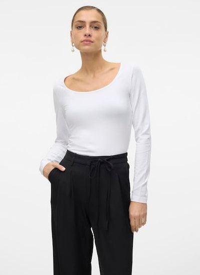 Vero Moda - VMLULU LS U-NECK TOP JRS GA NOOS - Shirt - Bright white - Lange Mouwen