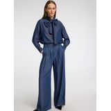 Wide Leg Broek - Chambray - Hoge Taille - Wijde Pijpen