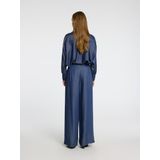 Wide Leg Broek - Chambray - Hoge Taille - Wijde Pijpen