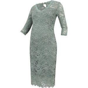 Kanten Jurk - V-Hals - Lange Mouwen - Katoenen Voering - Inclusief Riem