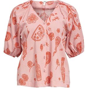 OBJECT - OBJSAGE - Dames Top - Roze - V-hals - Half Lange Mouwen