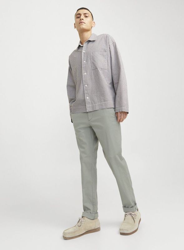 Chino Broek - Geometrisch Patroon - Effen - Katoen - Slim Fit