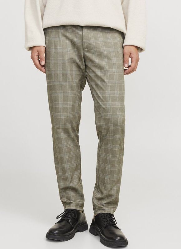 Jack & Jones Broek Jpstmarco Cooper Structure Chino Mi 12249310 Abbey Stone/check Mannen