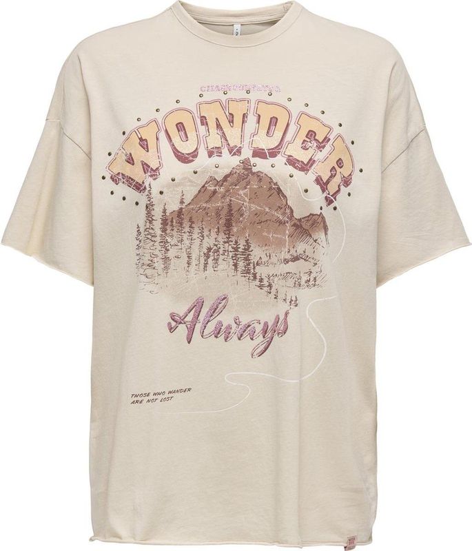 Only - onllucy Life - T-Shirt - Grijs - Katoen