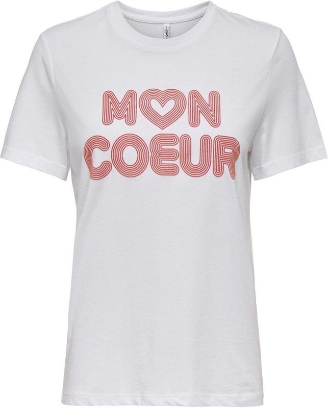 ONLY - T-shirt - Wit - Korte Mouwen - O-hals - Regular Fit