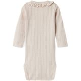 Romper - Lange Mouwen - Ronde Hals - Drukknoopsluiting - Ruches - Needle Drop Design