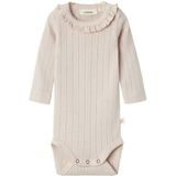 Romper - Lange Mouwen - Ronde Hals - Drukknoopsluiting - Ruches - Needle Drop Design