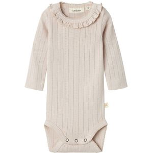 Romper - Lange Mouwen - Ronde Hals - Drukknoopsluiting - Ruches - Needle Drop Design