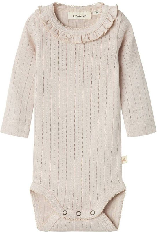 Romper - Lange Mouwen - Ronde Hals - Drukknoopsluiting - Ruches - Needle Drop Design