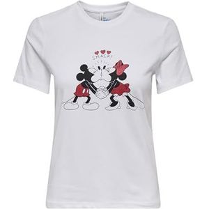 Onlmickey Life Reg S/S Valentine Top JRS, wit (bright white), M