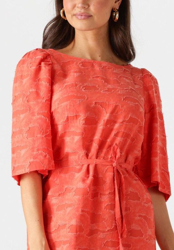 Object - Objsuki 3/4 Dress 137 - Midi Jurk - Oranje - 3/4 Mouwen