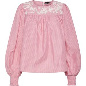 Pcsarah - Blouse - Lange Mouwen - Ronde Hals - Ballonmouwen - Borduring