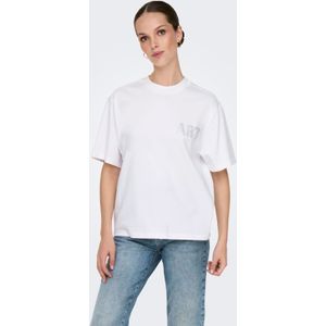 ONLY - Onlriri S/S Rhinestone Top - Helder Wit - Dames - 1 stuk