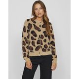 VILA - Gebreid Vest - Beige / Bruin / Zwart - Dierenprint