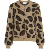 VILA - Gebreid Vest - Beige / Bruin / Zwart - Dierenprint