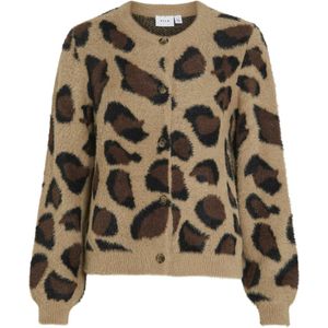 VILA - Gebreid Vest - Beige / Bruin / Zwart - Dierenprint