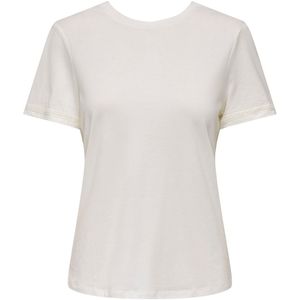 Only - ONLSIGRID S/S O-NECK TOP JRS - Shirt - Cloud Dancer - Jersey - Kant